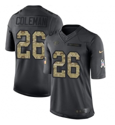 Nike Falcons #26 Tevin Coleman Black Youth Stitched NFL Limited 2016 Salute to Service Jersey