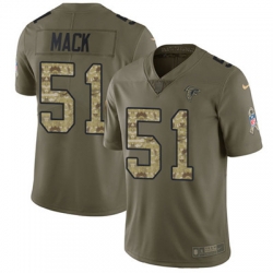 Youth Nike Falcons #51 Alex Mack Olive Camo Stitched NFL Limited 2017 Salute to Service Jersey