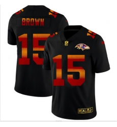 Baltimore Ravens 15 Marquise Brown Men Black Nike Red Orange Stripe Vapor Limited NFL Jersey