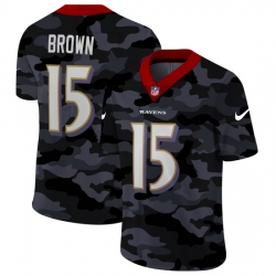 Baltimore Ravens 15 Marquise Brown Men Nike 2020 Black CAMO Vapor Untouchable Limited Stitched NFL Jersey