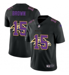 Baltimore Ravens 15 Marquise Brown Men Nike Team Logo Dual Overlap Limited NFL Jersey Black