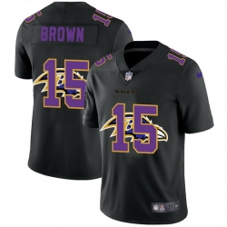Baltimore Ravens 15 Marquise Brown Men Nike Team Logo Dual Overlap Limited NFL Jersey Black