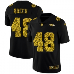 Baltimore Ravens 48 Patrick Queen Men Nike Leopard Print Fashion Vapor Limited NFL Jersey Black