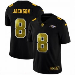 Baltimore Ravens 8 Lamar Jackson Men Black Nike Golden Sequin Vapor Limited NFL Jersey