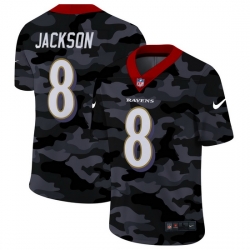 Baltimore Ravens 8 Lamar Jackson Men Nike 2020 Black CAMO Vapor Untouchable Limited Stitched NFL Jersey