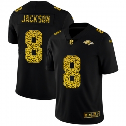 Baltimore Ravens 8 Lamar Jackson Men Nike Leopard Print Fashion Vapor Limited NFL Jersey Black
