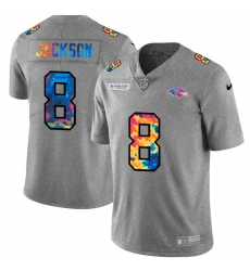 Baltimore Ravens 8 Lamar Jackson Men Nike Multi Color 2020 NFL Crucial Catch NFL Jersey Greyheather