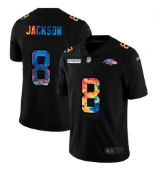 Baltimore Ravens 8 Lamar Jackson Men Nike Multi Color Black 2020 NFL Crucial Catch Vapor Untouchable Limited Jersey