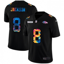 Baltimore Ravens 8 Lamar Jackson Men Nike Multi Color Black 2020 NFL Crucial Catch Vapor Untouchable Limited Jersey