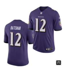 Men Baltimore Ravens #12 Rashod Bateman Purple 2021 Vapor Untouchable Limited Stitched NFL Jersey