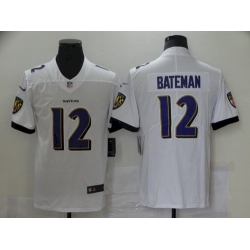Men Baltimore Ravens 12 Rashod Bateman White 2021 Draft Jersey