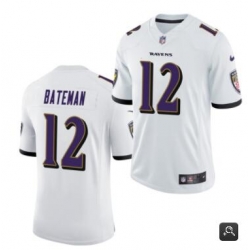 Men Baltimore Ravens #12 Rashod Bateman White 2021 Vapor Untouchable Limited Stitched NFL Jersey