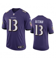 Men Baltimore Ravens 13 Rashod Bateman Purple Vapor Limited 2021 NFL Draft Jersey