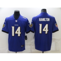 Men Baltimore Ravens 14 Kyle Hamilton Purple Vapor Untouchable Limited Stitched jersey
