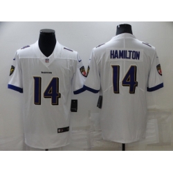 Men Baltimore Ravens 14 Kyle Hamilton White Vapor Untouchable Limited Stitched jersey