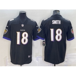 Men Baltimore Ravens 18 Roquan Smith Black Vapor Untouchable Limited Stitched Jersey