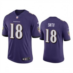 Men Baltimore Ravens 18 Roquan Smith Purple Game Jersey