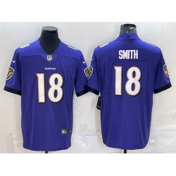 Men Baltimore Ravens 18 Roquan Smith Purple Vapor Untouchable Limited Stitched Jersey