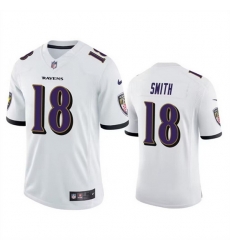 Men Baltimore Ravens 18 Roquan Smith White Game Jersey