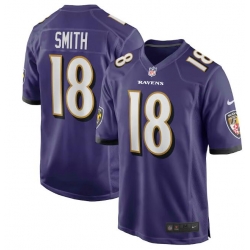 Men Baltimore Ravens #18 Roque Smith Purple Vapor Limited Stitched Jersey