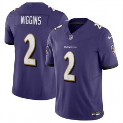 Men Baltimore Ravens 2 Nate Wiggins Purple 2024 Draft F U S E Vapor Limited Football Jersey