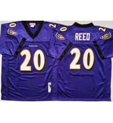 Men Baltimore Ravens 20 Ed Reed Purple M&N Throwback Jersey