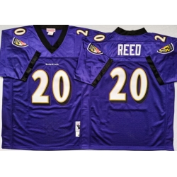 Men Baltimore Ravens 20 Ed Reed Purple M&N Throwback Jersey