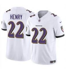 Men Baltimore Ravens 22 Derrick Henry 2023 F U S E  White Vapor Limited Football Stitched Jersey