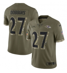 Men Baltimore Ravens 27 J K  Dobbins Olive 2022 Salute To Service Limited Stitched Jersey