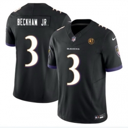 Men Baltimore Ravens 3 Odell Beckham Jr  Black 2023 F U S E  With John Madden Patch Vapor Limited Football Jersey