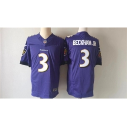 Men Baltimore Ravens 3 Odell Beckham Jr  Purple 2023 F U S E  Vapor Untouchable Stitched Football Jersey