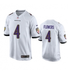 Men Baltimore Ravens 4 Zay Flowers White Game Jersey