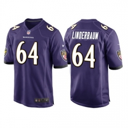 Men Baltimore Ravens 64 Tyler Linderbaum Purple Game Jersey