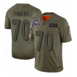 Men Baltimore Ravens 70 Ben Powers Limited Camo 2019 Salute to Service Football Jersey