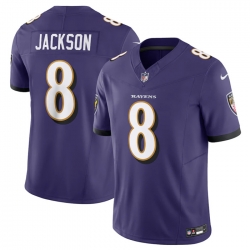 Men Baltimore Ravens 8 Lamar Jackson Purple 2023 F U S E Vapor Jersey