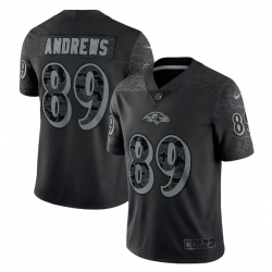 Men Baltimore Ravens 89 Mark Andrews Black Reflective Limited Stitched Football Jersey