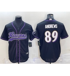 Men Baltimore Ravens 89 Mark Andrews Black With Patch Cool Base Stitched Baseball Jersey