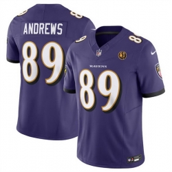 Men Baltimore Ravens 89 Mark Andrews Purple 2023 F U S E  With John Madden Patch Vapor Limited Stitched Football Jersey