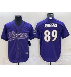 Men Baltimore Ravens 89 Mark Andrews Purple With Patch Cool Base Stitched Baseball Jersey