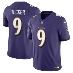 Men Baltimore Ravens 9 Justin Tucker Purple 2023 F U S E Vapor Jersey