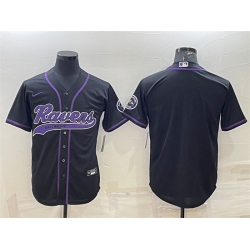 Men Baltimore Ravens Blank Black With Patch Cool Base Stitched Baseball Jersey