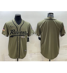 Men Baltimore Ravens Blank Olive Salute To Service Cool Base Stitched Baseball Jersey