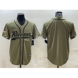 Men Baltimore Ravens Blank Olive Salute To Service Cool Base Stitched Baseball Jersey