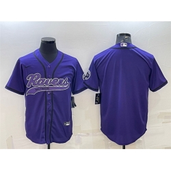 Men Baltimore Ravens Blank Purple With Patch Cool Base Stitched Baseball Jersey