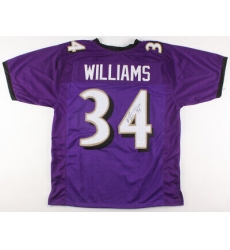 Men Baltimore Ravens Ricky Williams #34 Throwback Stitched Jersey Purple