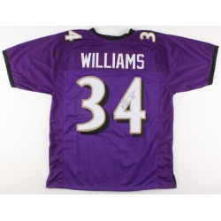 Men Baltimore Ravens Ricky Williams #34 Throwback Stitched Jersey Purple