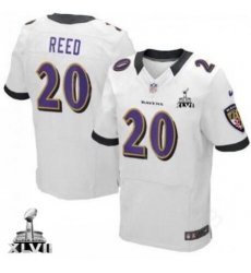 Men Ravens #20 Reed White Elite Jersey