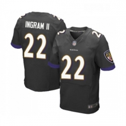 Mens Baltimore Ravens 22 Mark Ingram II Elite Black Alternate Football Jersey