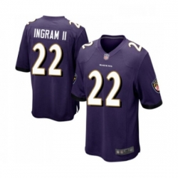 Mens Baltimore Ravens 22 Mark Ingram II Game Purple Team Color Football Jersey