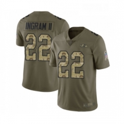 Mens Baltimore Ravens 22 Mark Ingram II Limited Olive Camo Salute to Service Football Jersey